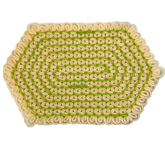 Vintage Boho Crochet Handmade Placemats 6qty. Home Accent Decor 70s 80s Eclectic - Picture 2 of 7